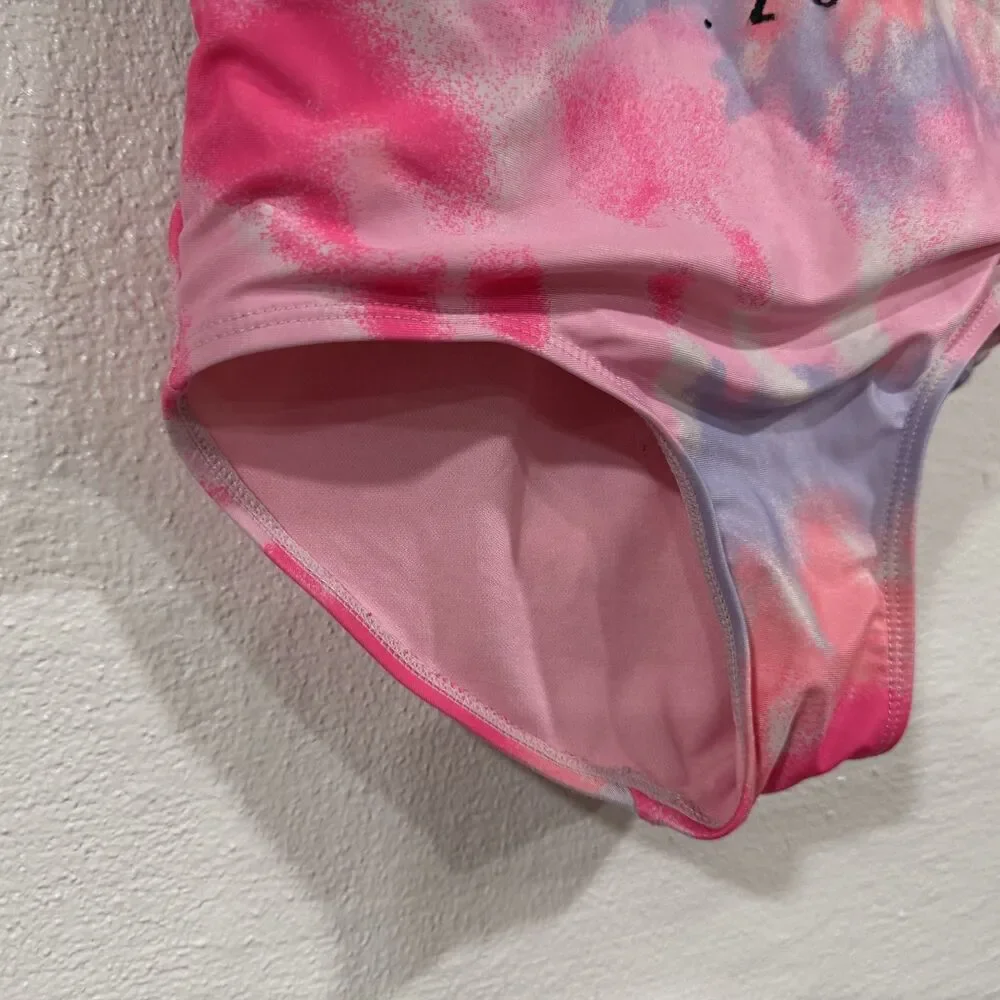 Justice Swimsuit Girls Large 12/14 One Piece Cali Vibes Bathing Suit Tie Dye